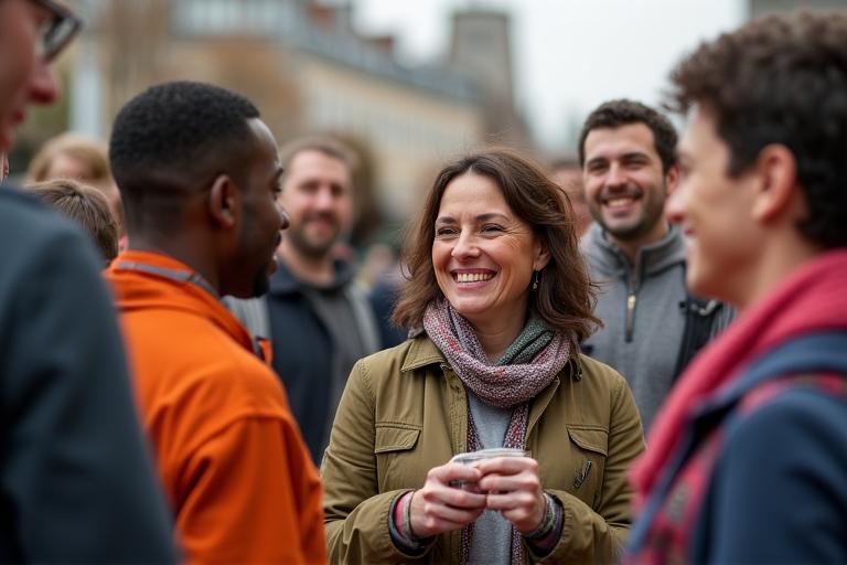 Island residents gathering at a community event in Dublin